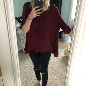 Size S Francesca’s 3/4 Sleeve Burgundy Top